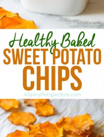 Healthy 3-Ingredient Baked Sweet Potato Chips Recipe | ASpicyPerspective.com