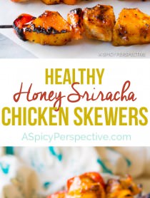 Easy to Make Honey Sriracha Chicken Skewers | ASpicyPerspective.com