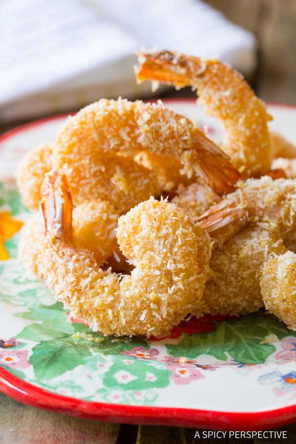 Healthy Baked Paleo Coconut Shrimp Recipe (Pina Colada Shrimp & Gluten Free!) | ASpicyPerspective.com