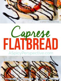 Fresh Caprese Flatbread Recipe | ASpicyPerspective.com