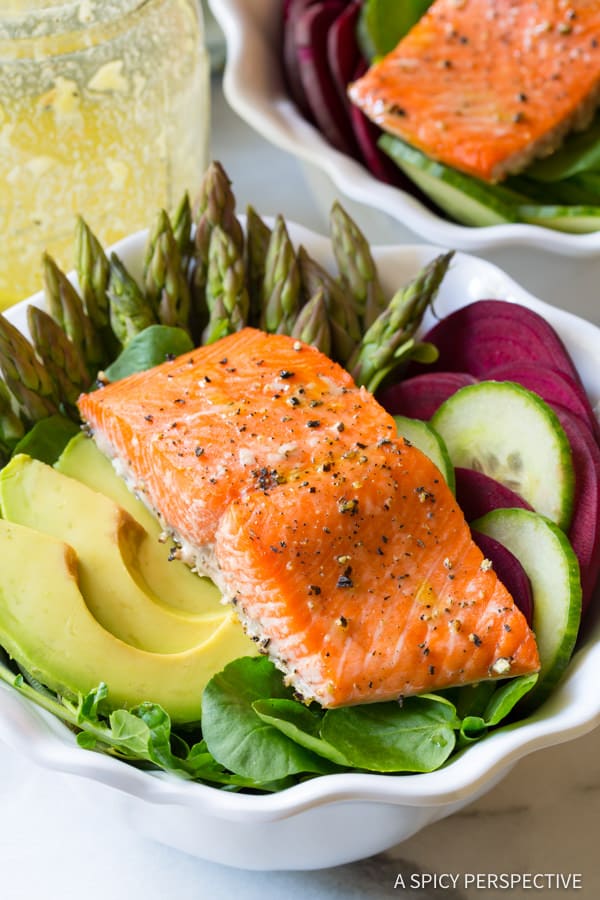 Healthy Roasted Salmon Detox Salad Recipe | ASpicyPerspective.com