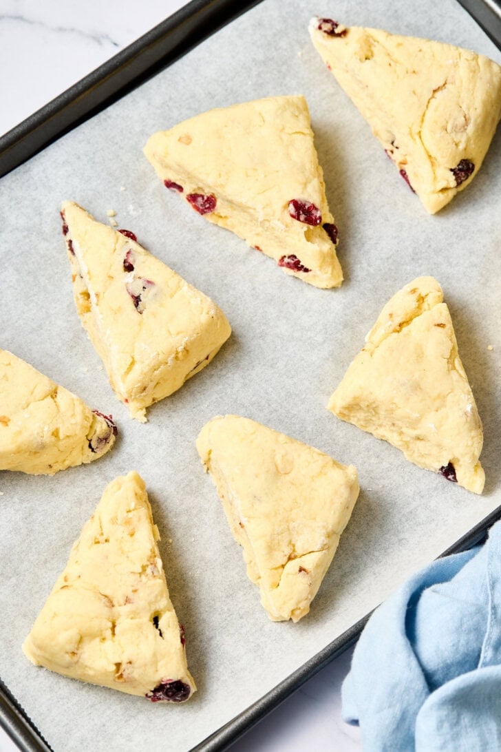 unbaked scones on tray