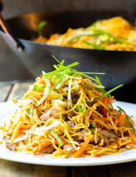 Cantonese Pan Fried Noodles (Pork Lo Mein)