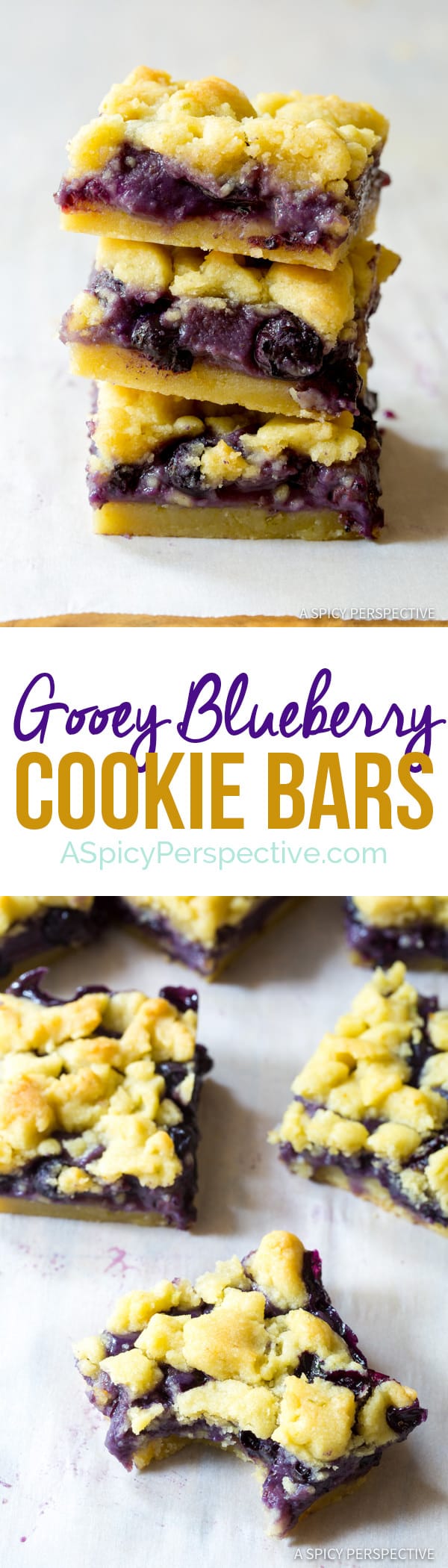 The Best Gooey Blueberry Cookie Bars | ASpicyPerspective.com