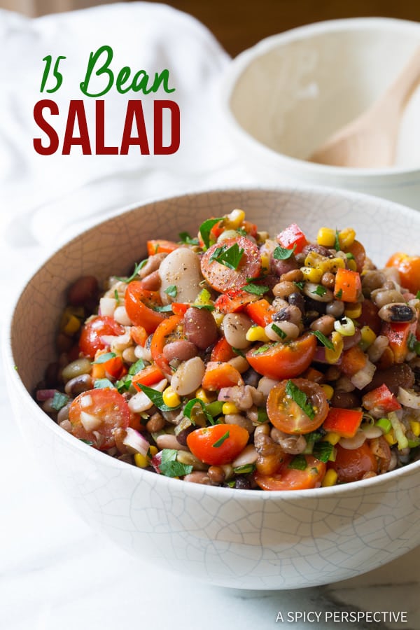 The Best 15 Bean Salad Recipe | ASpicyPerspective.com