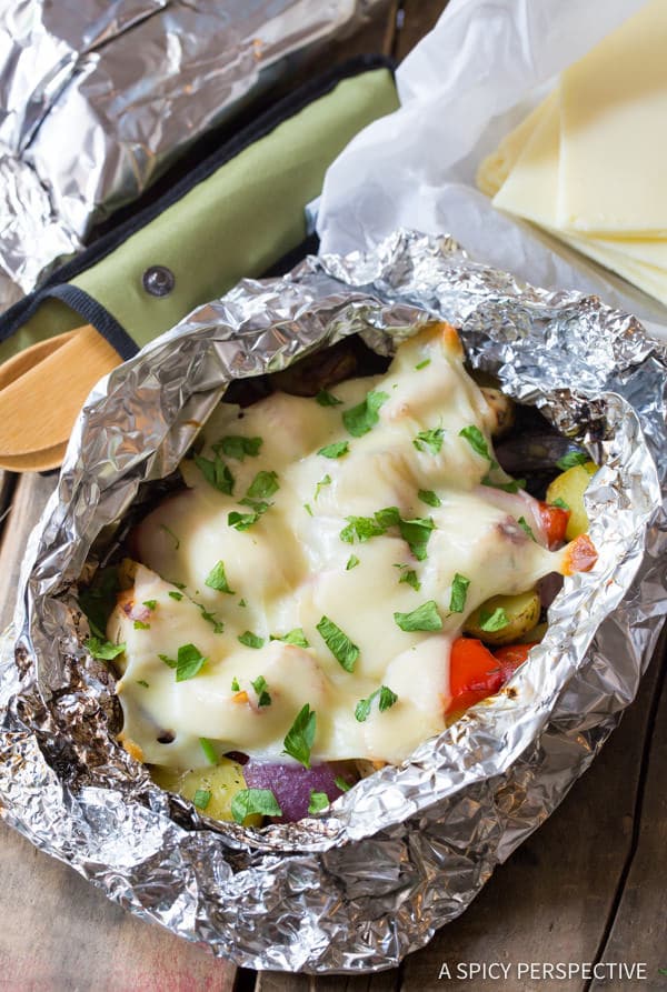 Heavenly Cheesy Ranch Chicken Potato Foil Packets - Great for Camping, Tailgating, & Picnics!