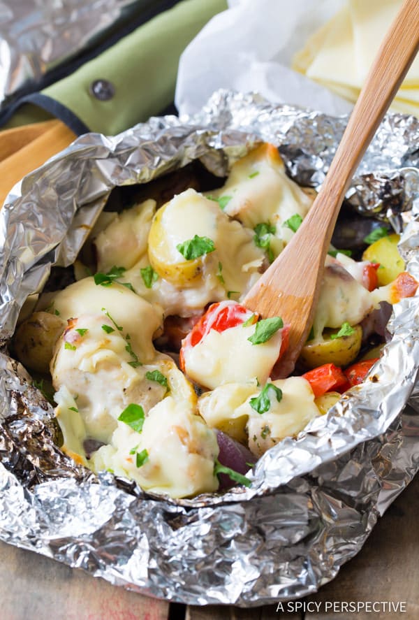 Best Cheesy Ranch Chicken Potato Foil Packets - Great for Camping, Tailgating, & Picnics!