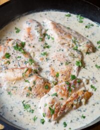Healthy Creamy Salsa Verde Chicken Skillet Recipe | ASpicyPerspective.com