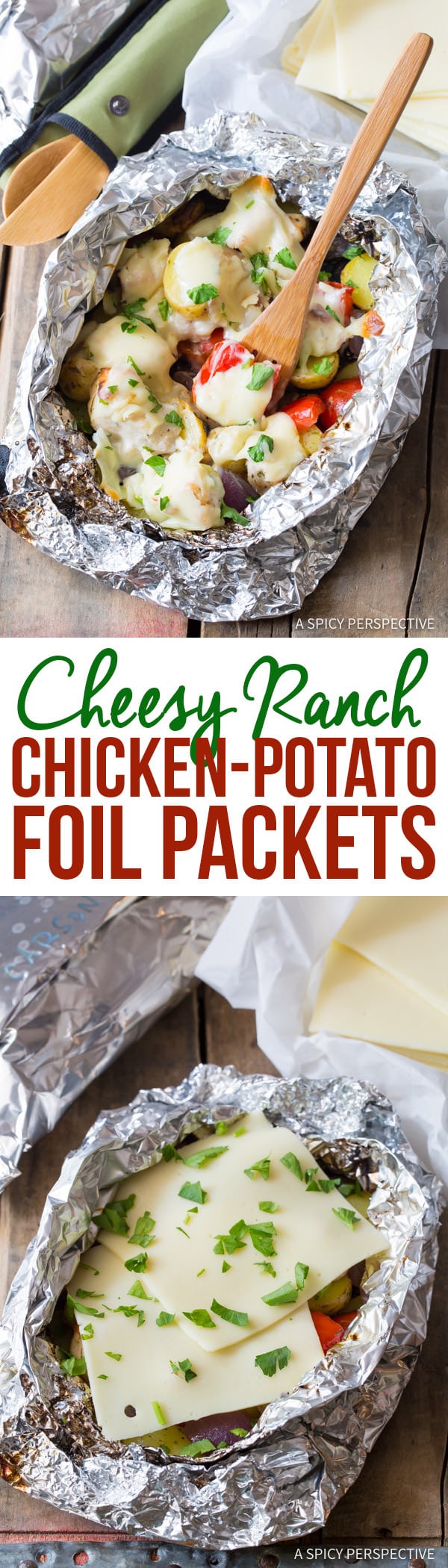Easy Cheesy Ranch Chicken Potato Foil Packets - Great for Camping, Tailgating, & Picnics! 