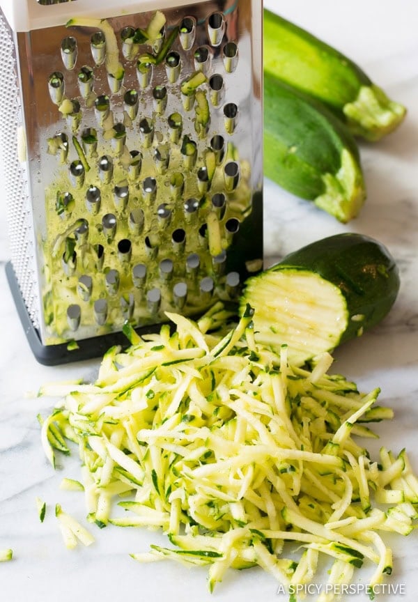 Zucchini grated for zucchini tots.