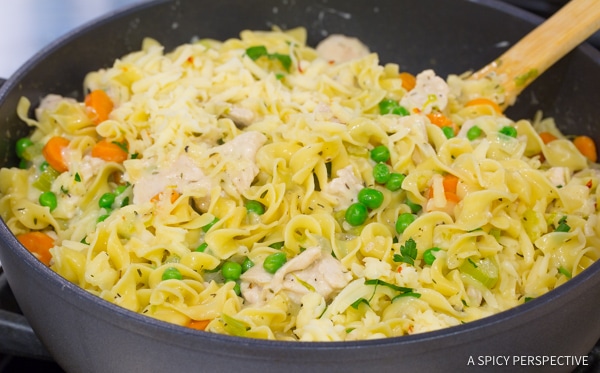 Simple One-Pot Chicken Noodle Casserole | ASpicyPerspective.com