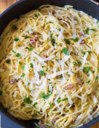 Creamy One Pot Spaghetti Carbonara | ASpicyPerspective.com