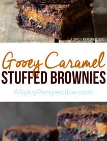 Gooey Caramel Stuffed Brownies | ASpicyPerspective.com