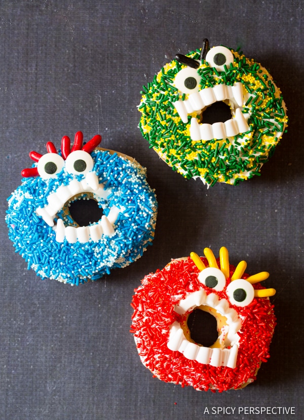 Spooky Halloween Monster Donuts | ASpicyPerspective.com
