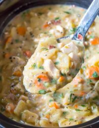 Healthy Slow Cooker Chicken Potato Soup | ASpicyPerspective.com