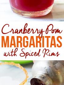 Dazzling Cranberry Pomegranate Margarita with Spiced Rim Recipe | ASpicyPerspective.com