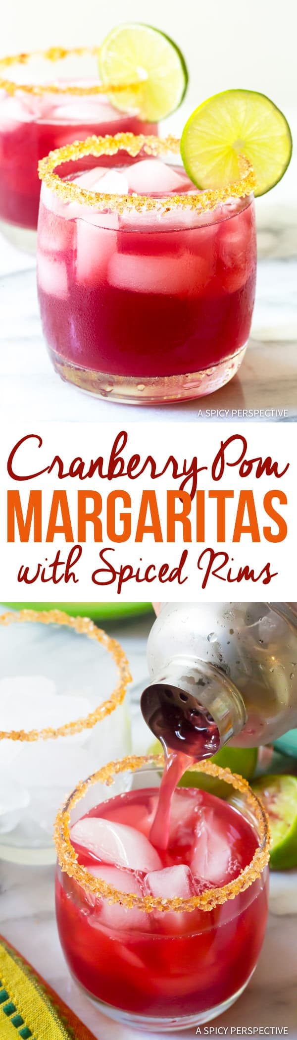 cranberry pomegranate margarita with spiced rim