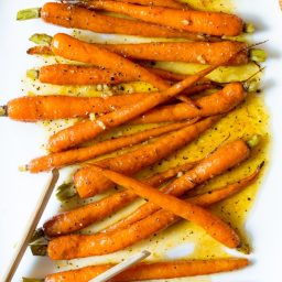 Easy 5-Ingredient Honey Butter Roasted Carrots | ASpicyPerspective.com #holiday