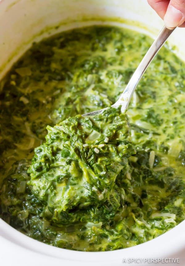 The Best Creamed Spinach Recipe | ASpicyPerspective.com