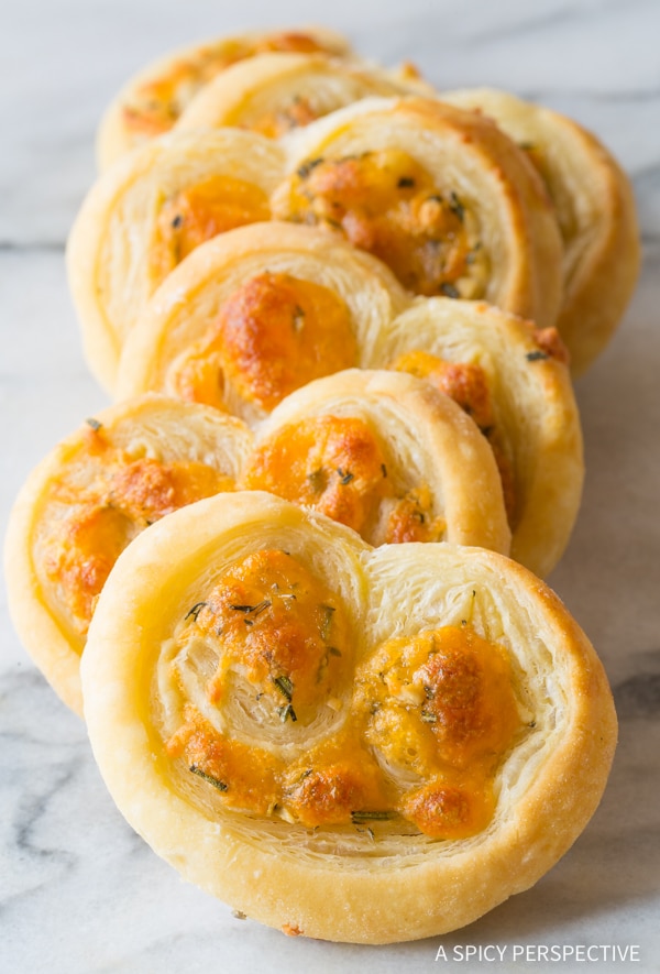 6-Ingredient Cheesy Garlic Herb Palmiers #holidays #appetizer #party
