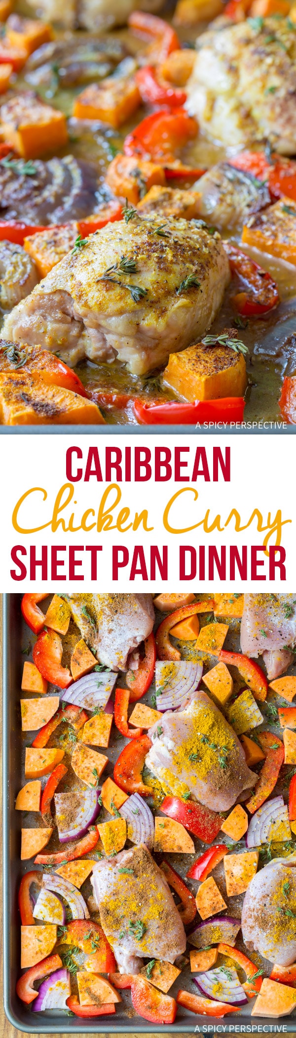 Easy Healthy Caribbean Chicken Curry Sheet Pan Dinner (Low Carb, Gluten Free, and Dairy Free!)