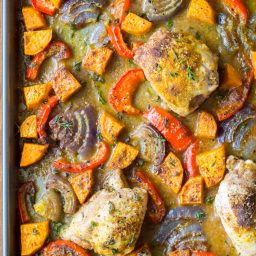 Caribbean Chicken Curry Sheet Pan Dinner (Low Carb, Gluten Free, and Dairy Free!)