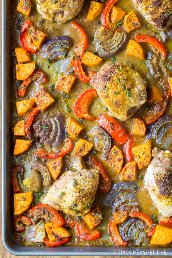 Caribbean Chicken Curry Sheet Pan Dinner (Low Carb, Gluten Free, and Dairy Free!)