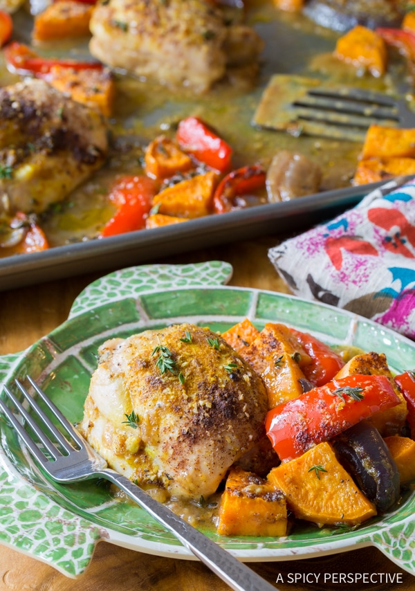 Bold Healthy Caribbean Chicken Curry Sheet Pan Dinner (Low Carb, Gluten Free, and Dairy Free!)