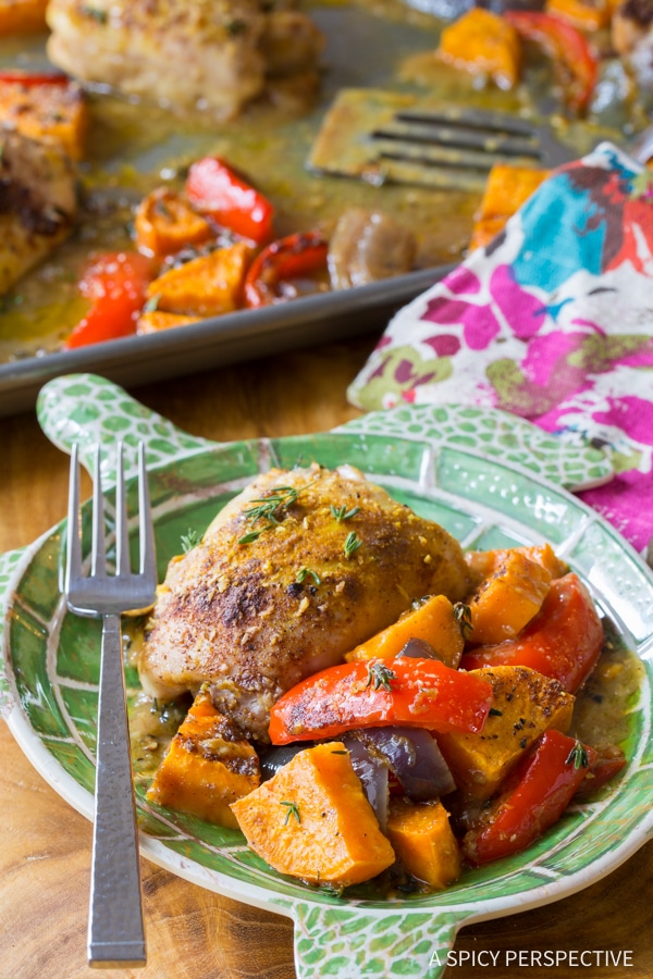 The Best Healthy Caribbean Chicken Curry Sheet Pan Dinner (Low Carb, Gluten Free, and Dairy Free!)