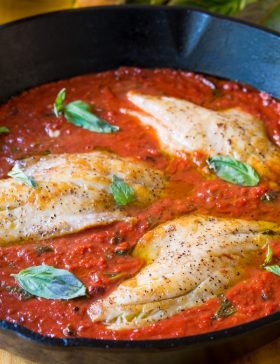 Low Carb White Fish Pomodoro #healthy #paleo