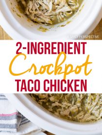 The Best 2-Ingredient Crockpot Taco Chicken (Low Carb, Low Fat, Gluten Free!) #slowcooker