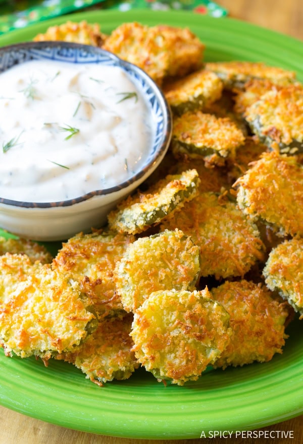 Oven Baked "Fried" Pickles with Garlic Sauce A Spicy Perspective