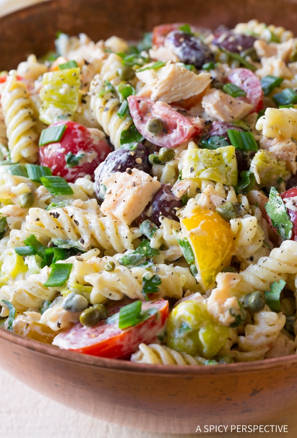 Best Cold Tuna Pasta Salad with Olives and Capers Recipe