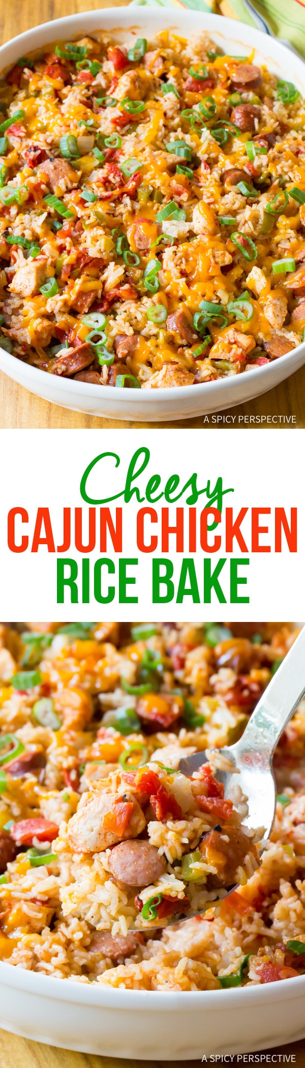 Zesty Cheesy Cajun Chicken and Rice Casserole Recipe #jambalaya
