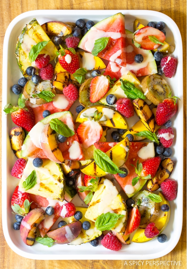 Best Grilled Fruit Salad with Creamy Lime Dressing Recipe