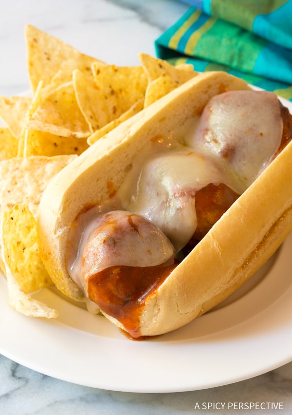 Best Cheesy Enchilada Meatball Sub Recipe #sandwich #mexican