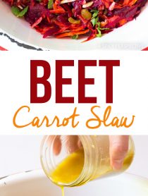 Bold Crunchy Beet Carrot Slaw (Healthy, Gluten Free & Vegetarian)