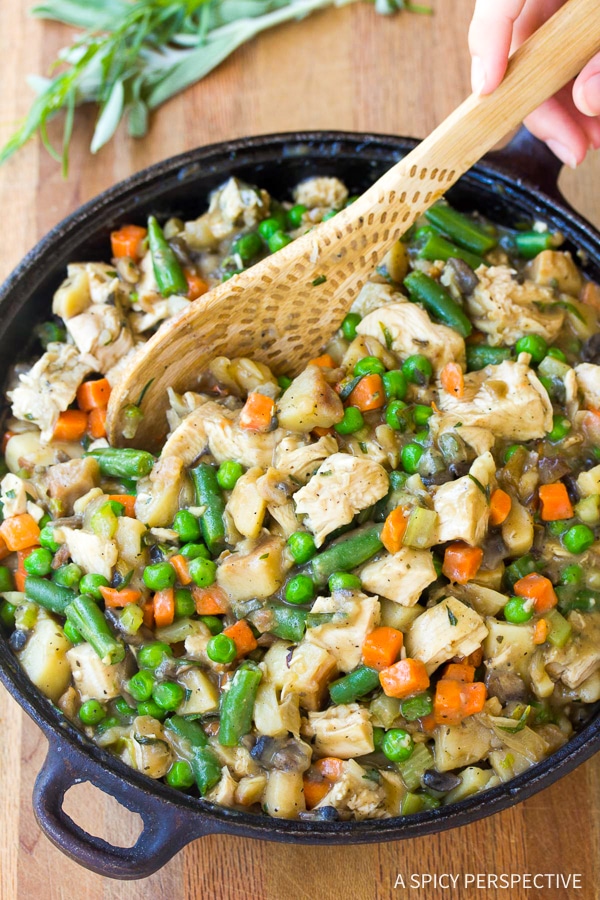 Skillet Turkey Pot Pie Recipe - Use up your holiday leftovers!
