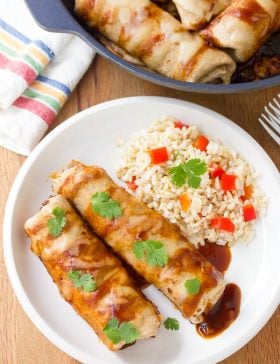 Black Bean Sweet Potato Skillet Enchiladas Recipe