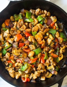 Simple Croatian Chicken Mushroom Pepper Skillet Recipe