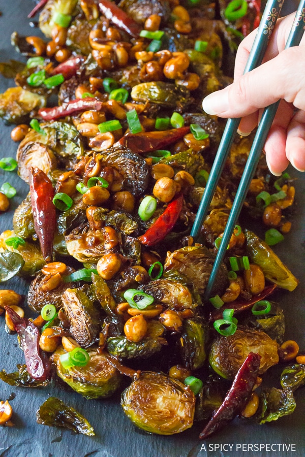 Bold Kung Pao Roasted Brussels Sprouts
