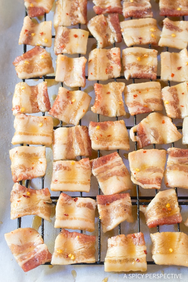 Baking Bourbon Candied Bacon Bites - AKA Pig Candy
