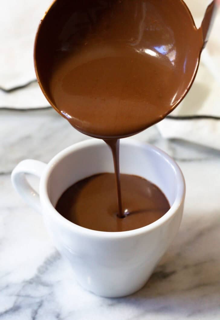 Best Chocolate Chaud ladled into cup