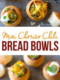 Mini Chorizo Chili Bread Bowls Recipe for Game Day!