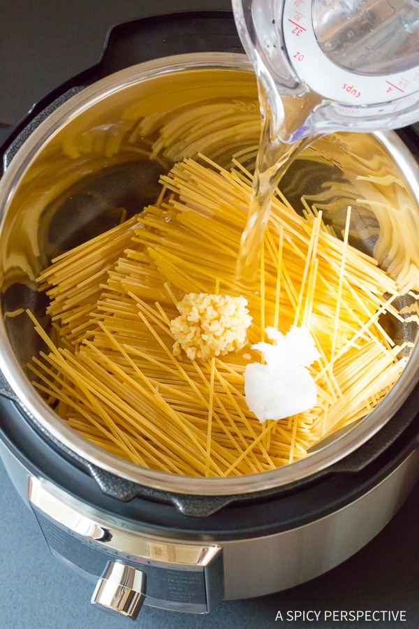 Making Instant Pot Bang Bang Shrimp Pasta Recipe