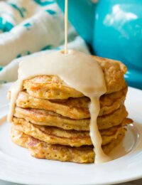 Fluffy Easy Carrot Cake Pancakes with Cream Cheese Maple Syrup Recipe (Gluten Free & Vegan Options!)