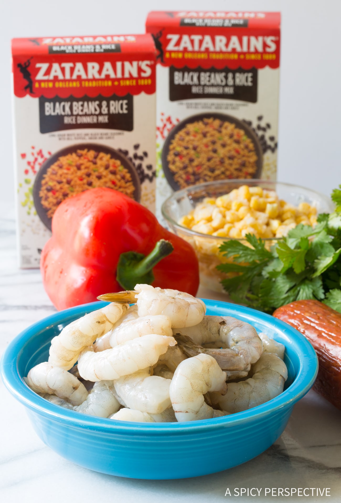 Making One-Pot Shrimp Black Bean Rice Skillet Recipe