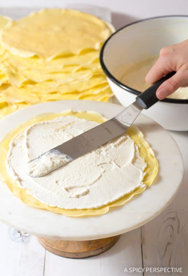 Simple Lemon Ricotta Crepe Cake with Strawberry Sauce Recipe (Mother's Day Brunch!)
