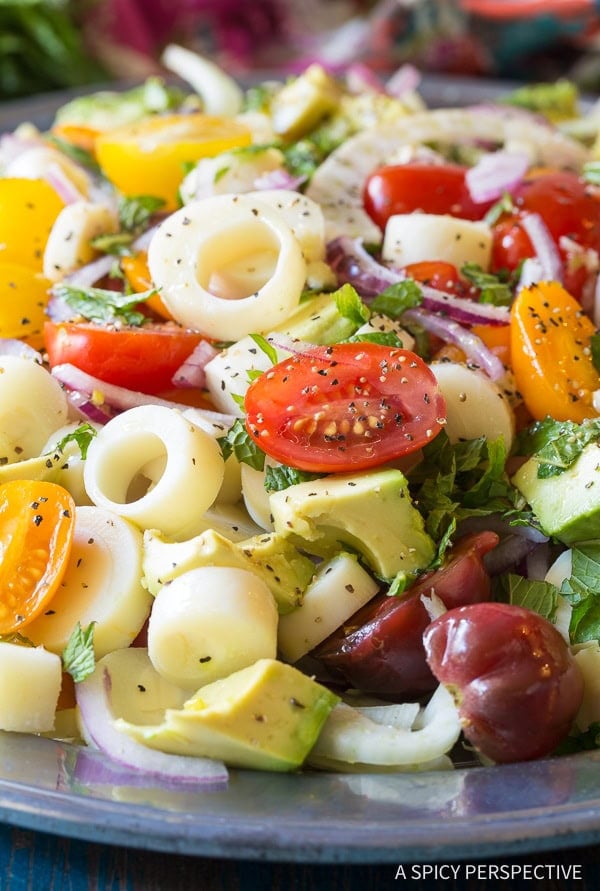 Close up of Brazilian salad in a bowl. 
