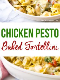 Cheesy Pesto Chicken Baked Tortellini Recipe